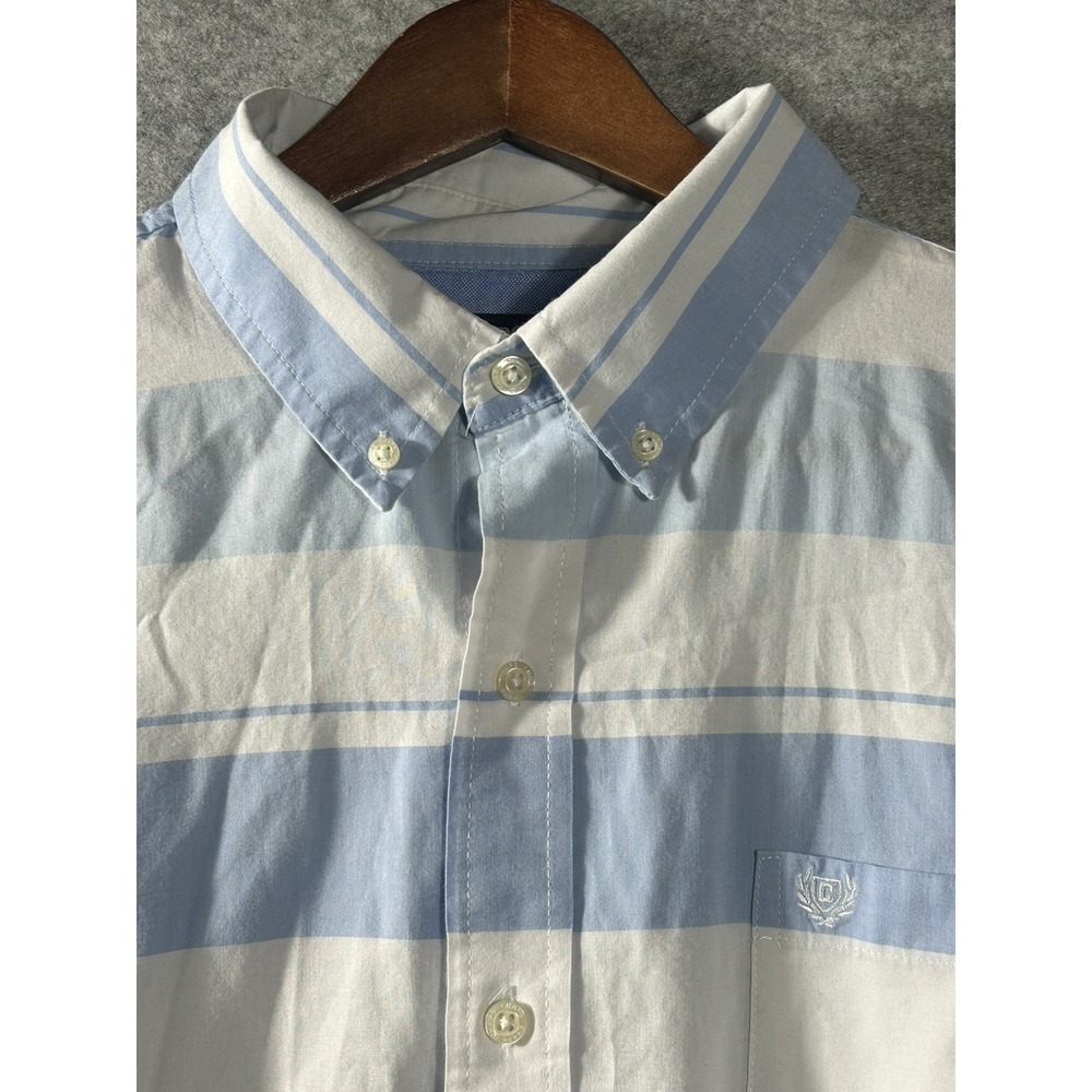 Chaps‎ Men's XL Blue White Striped Oxford Shirt Old Money Coastal Preppy Y2K